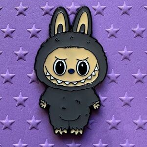 Grey Labubu enamel pin